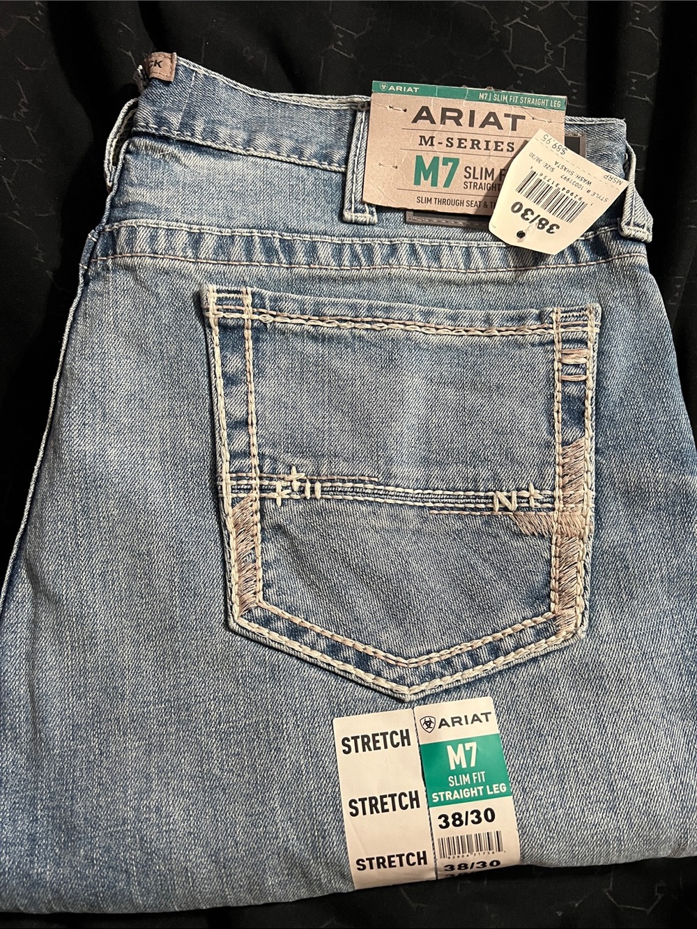 Ariat M7 Slim Straight Leg Jeans in Light Blue Wash